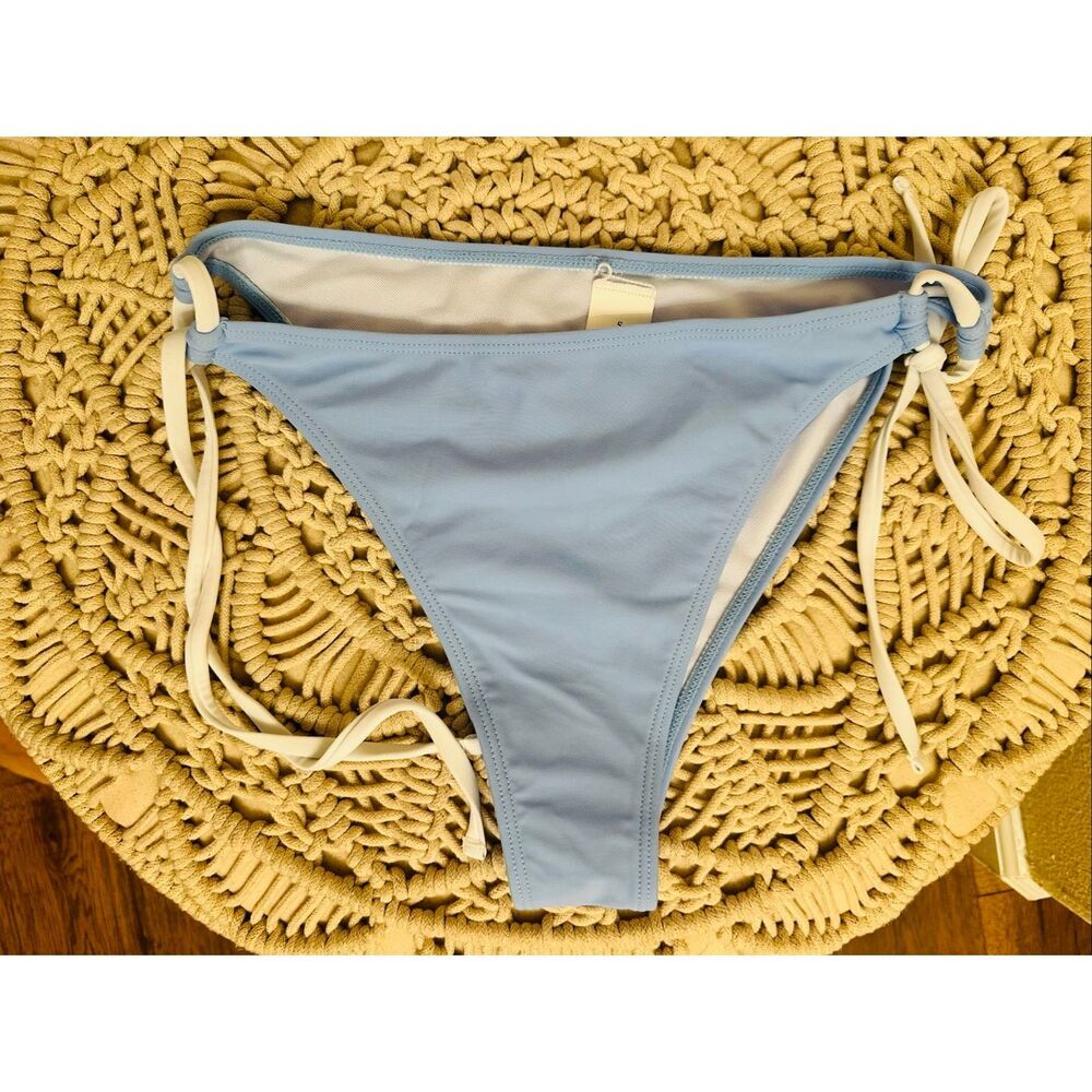 Cupshe Tie Side Blue and White Bikini Bottom Size Small New